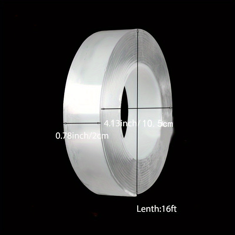 Heavy Duty Double Sided Nano Tape - Reusable, Traceless, Strong, Sticky, Removable, Washable, Clear Mounting Strips for Home, Office, Car - 1 Roll, Multipurpose Paste Items