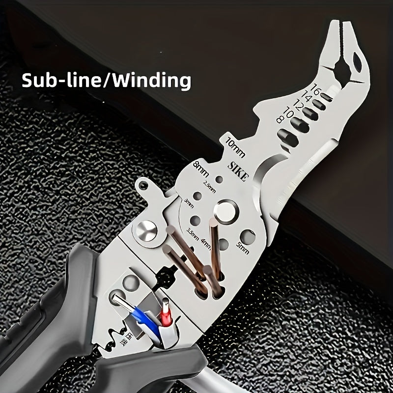Industrial-Grade Multi-Function Wire Stripper with Non-Slip Grip - Copper Cutting, Crimping & Stripping Pliers for Electricians