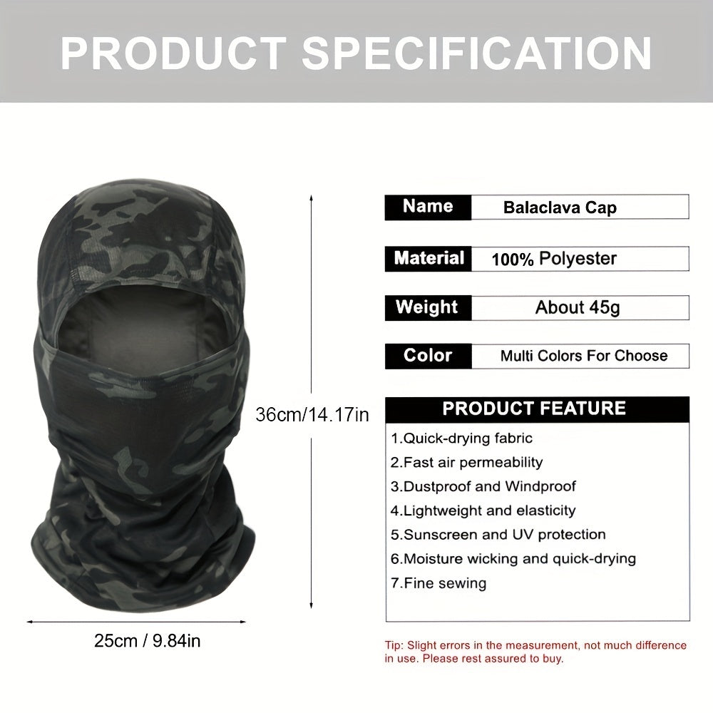 Camouflage Tactical Headgear Barakla Hair Cap Outdoor Sports Hiking Mountaineering Riding Mask Scarf Military Fan CS Helmet Inner Hat Camouflage Sunscreen Headscarf