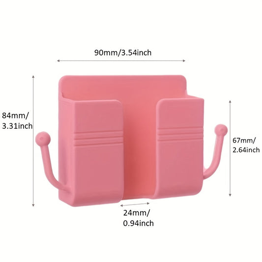 Mobile Phone Plug Wall Holder Punch Free Wall Mounted Organizer Storage Box Remote Control Mounted Charging Multifunction Hook, Easter Day, Valentine's Day, Springtime