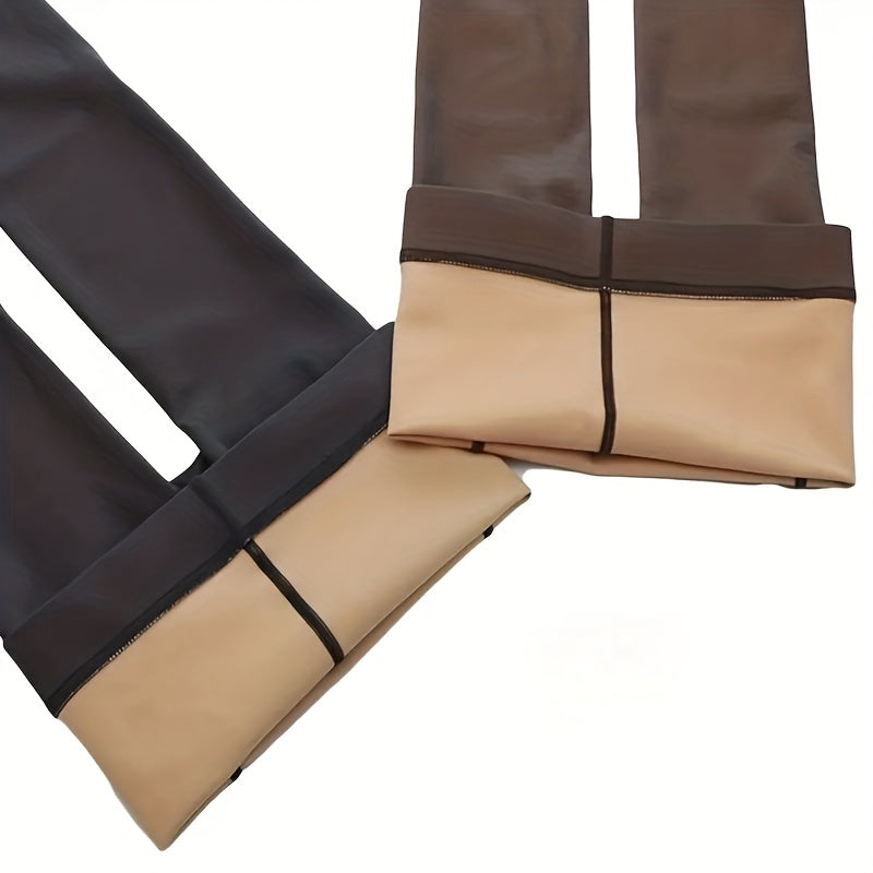 Fake Translucent Pantyhose, Non Fleece High Waist Anti-snag Slim Pantyhose, Women's Stockings & Hosiery