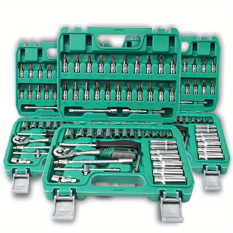 216/53/46pcs Professional Ratchet Toolset - Multi-functional Industrial Maintenance Kit with Torque Wrench, Screwdriver And Portable Repair Essentials for DIY Enthusiasts And Mechanics