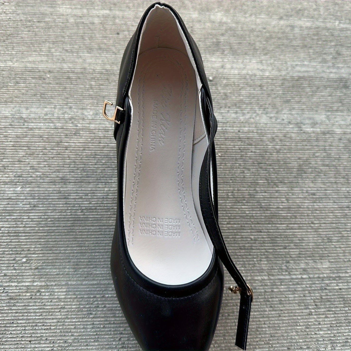 Women's Chunky High Heels, Faux Leather Pointed Toe Ankle Strap Mary Jane Heels, All-Match Dress Shoes