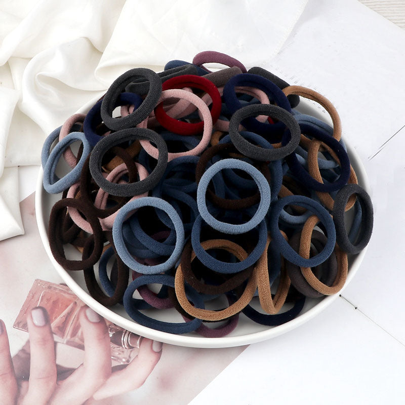 50pcs/Set Women   Basic Hair Bands 4cm Simple Solid Colors Elastic Headband Hair Ropes Ties Hair Accessories Ponytail Holder