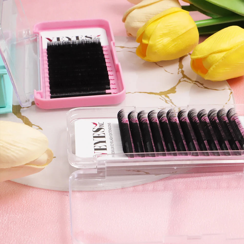 VEYES Classic C D Curl Satin Faux Mink Individual Lash Extensions 8-20mm Private Label Cashmere Wholesale Mix Including 30mm BC