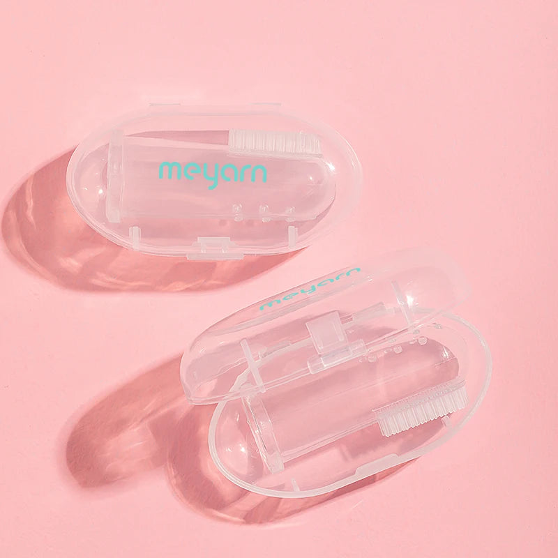 USA Warehouse Local Stock MEYARN Hot Sale Good Quality Safe Non-Toxic Babies Silicone Finger Toothbrush
