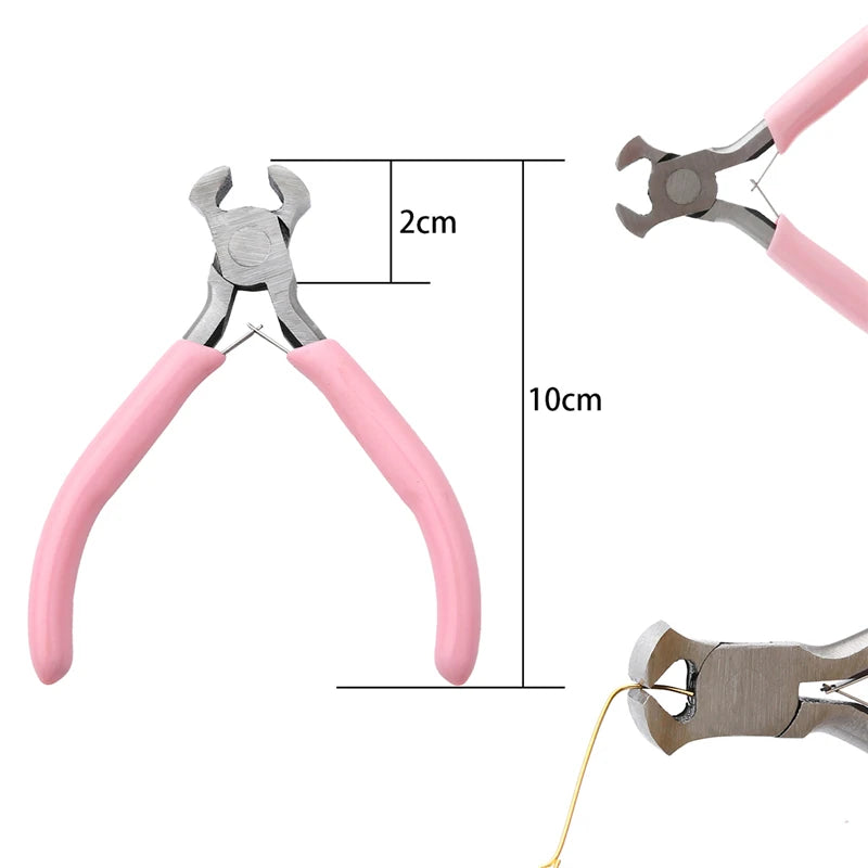 Cute Pink Color Handle Anti-slip Splicing and Fixing Jewelry Pliers Tools & Equipment Kit for DIY Jewelery Making Needlework