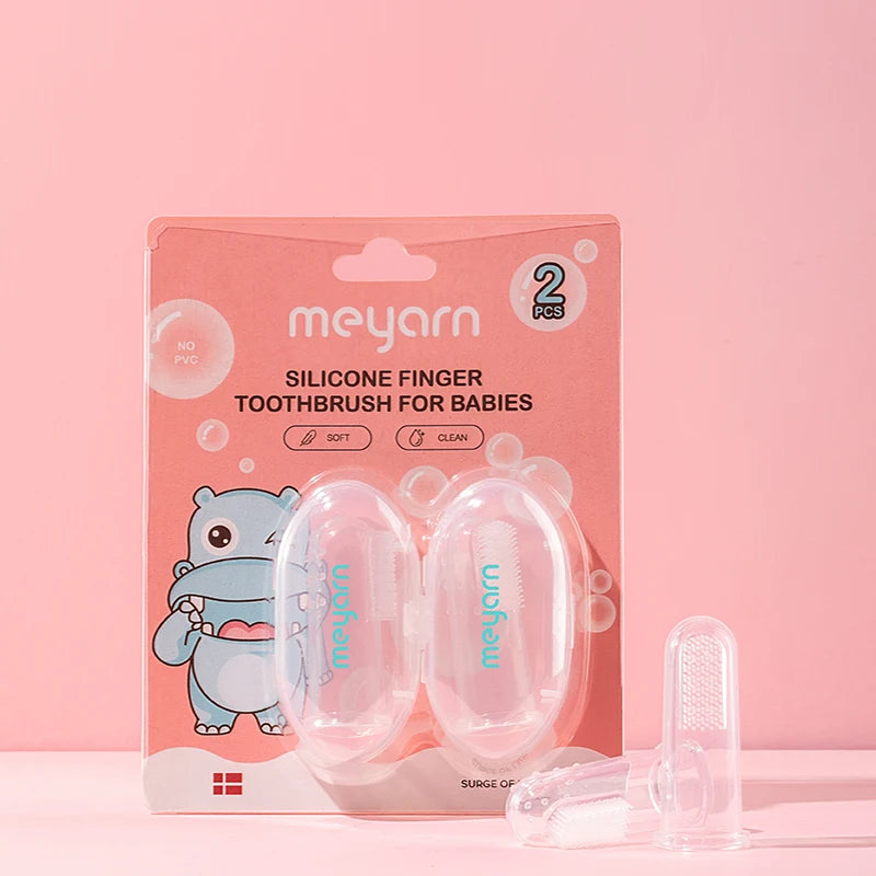 USA Warehouse Local Stock MEYARN Hot Sale Good Quality Safe Non-Toxic Babies Silicone Finger Toothbrush