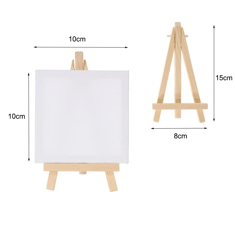 12pcs Artists 5 inch Mini Easel +3 inchx3 inch Mini Canvas Set Painting Kids Craft DIY Drawing Small Table Easel for School