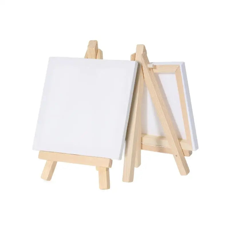 12pcs Artists 5 inch Mini Easel +3 inchx3 inch Mini Canvas Set Painting Kids Craft DIY Drawing Small Table Easel for School