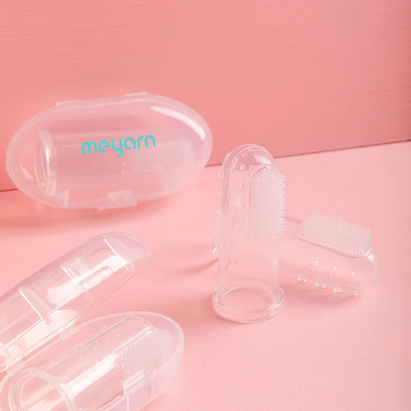 USA Warehouse Local Stock MEYARN Hot Sale Good Quality Safe Non-Toxic Babies Silicone Finger Toothbrush
