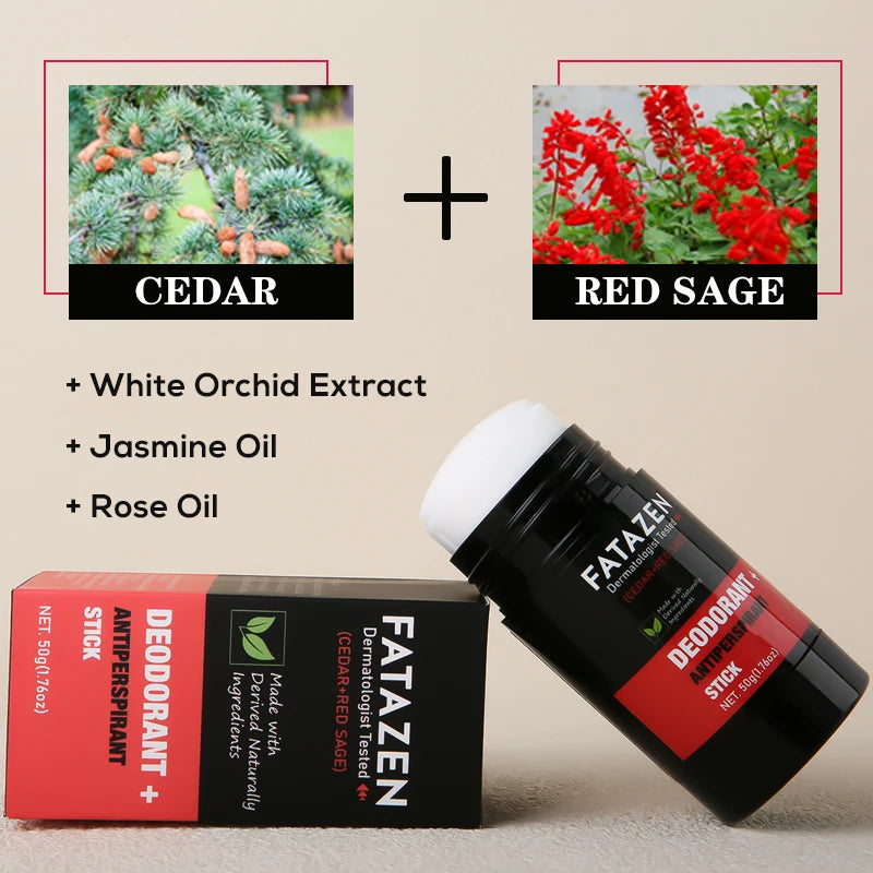 FATAZEN Wholesale Herbal Deodorant Antiperspirant Stick Natural Vegan Cedar Red Sage Fragrance Deodor Balm Deodorant Stick