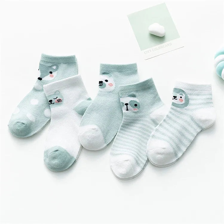 5Pairs/lot 0-24M Infant Baby Socks Baby Socks for Boys Girls Cotton Mesh Newborn Toddler First Walkers Baby Clothes Accessories