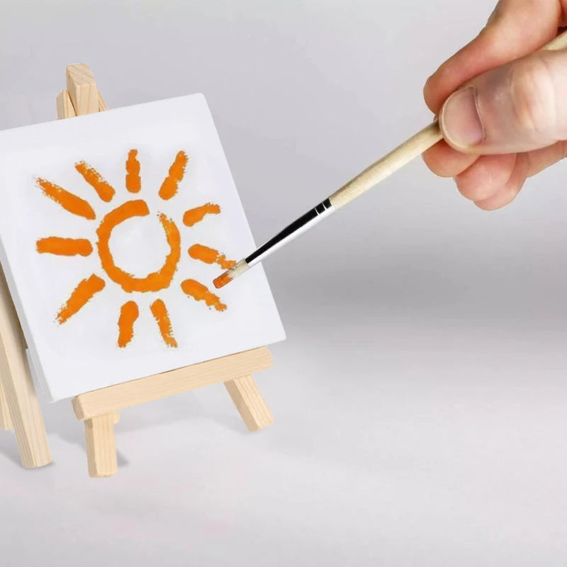 12pcs Artists 5 inch Mini Easel +3 inchx3 inch Mini Canvas Set Painting Kids Craft DIY Drawing Small Table Easel for School