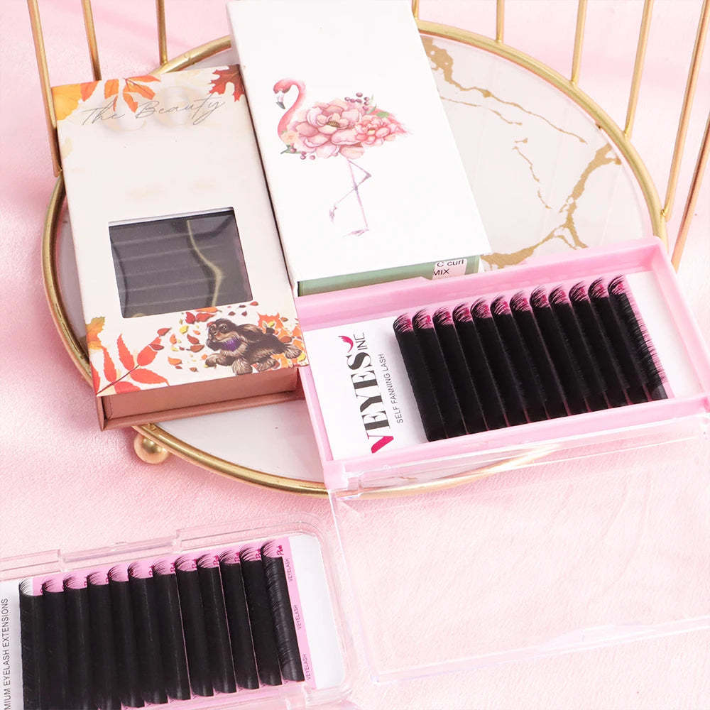 VEYES Classic C D Curl Satin Faux Mink Individual Lash Extensions 8-20mm Private Label Cashmere Wholesale Mix Including 30mm BC