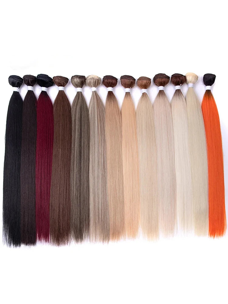 Straight Hair Bundles Salon Natural Hair Extensions Fake Fibers Super Long Synthetic Yaki Straight Hair Weaving Full to End