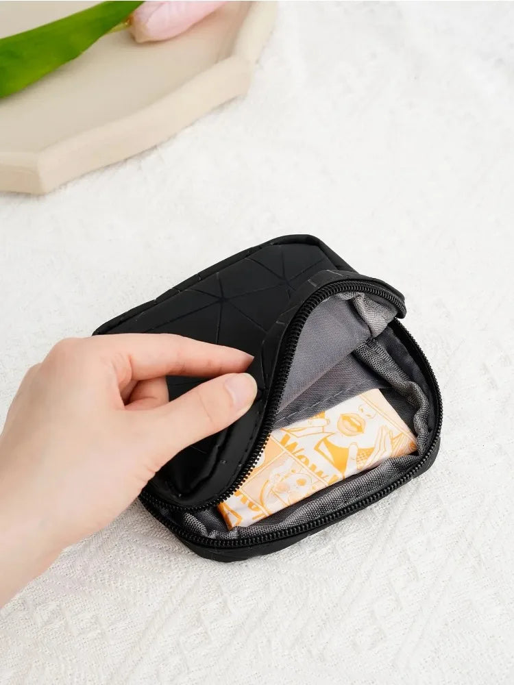 PU Leather Waterproof Organizing Bag, Jewelry Bag, Portable Monthly Bag, Women's Outdoor Sanitary Napkin Storage Bag