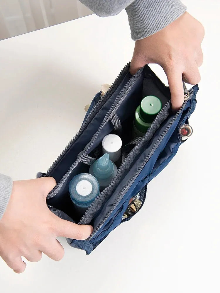 Multi Functional Large Capacity Makeup Bag Portable Double Zipper Toiletries Travel Storage Bag Mommy Bag Multi Pocket Cosmetic