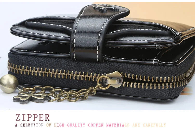 2023 New Women Wallets Fashion Short PU Leather Top Quality Card Holder Female Zipper Purse