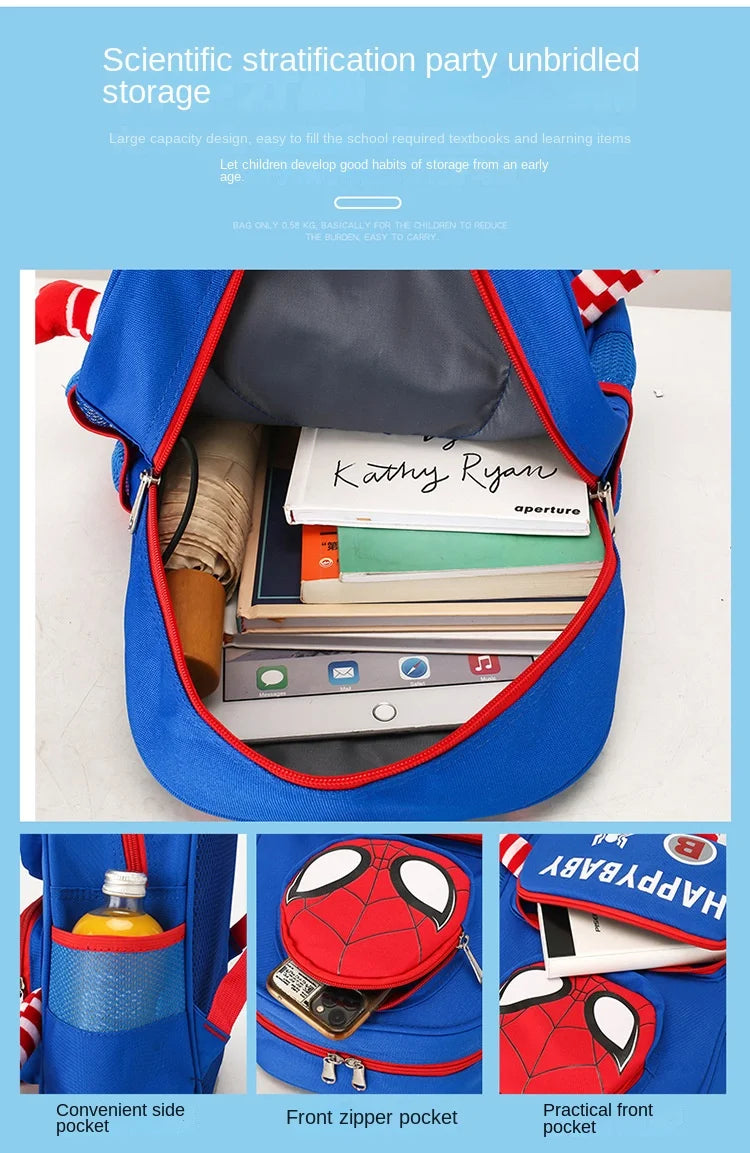 Spiderman Backpacks Super Heroes Student School Bag Cartoon 3d Stereo Kindergarten Backpack Children's Travel Bag Gift