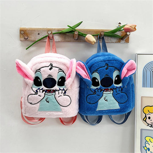 New Plush Backpack Ins Japanese Blue Stitch Funny Cartoon Large-Capacity Student Backpack Kindergarten Bag Child Gift