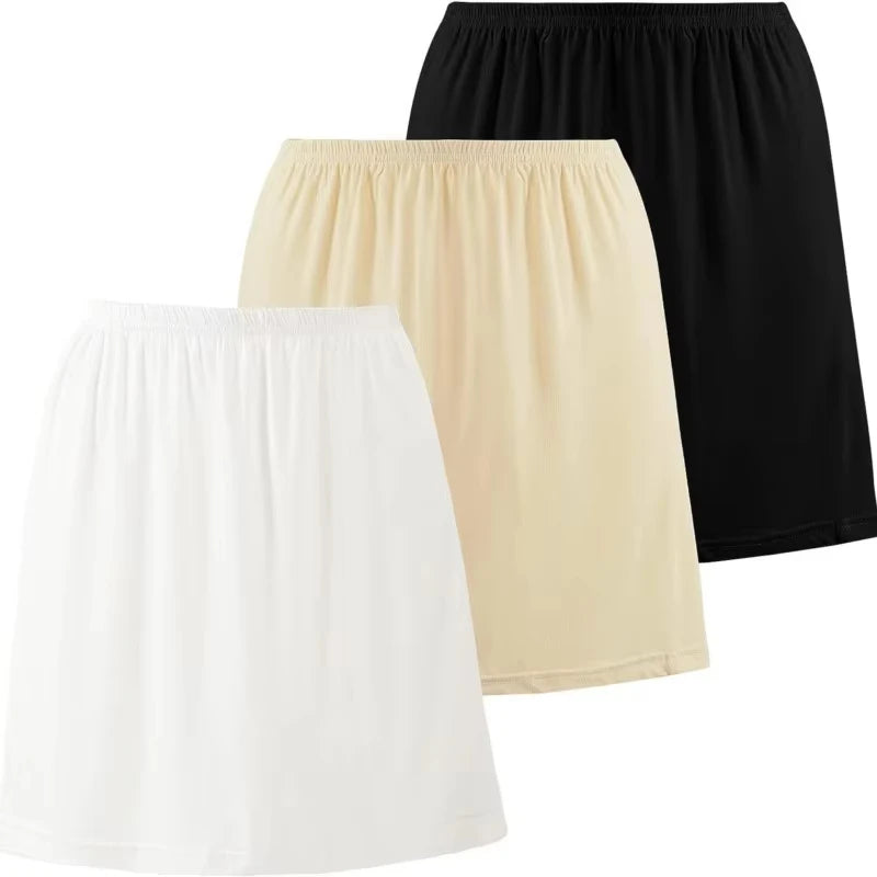 Satin Underskirt Half Slips Dress for Women Summer Thin  High Waist Elastic Anti-Penetrating Underskirt Lining Petticoat