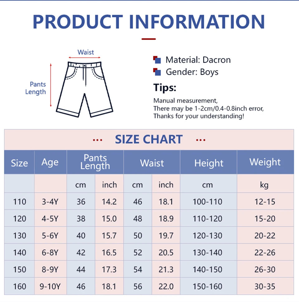Boys Summer Casual Fashion Cargo Pants Comfortable Breathable Loose Sports Teen Shorts Spring Summer Children Casual Short Pants