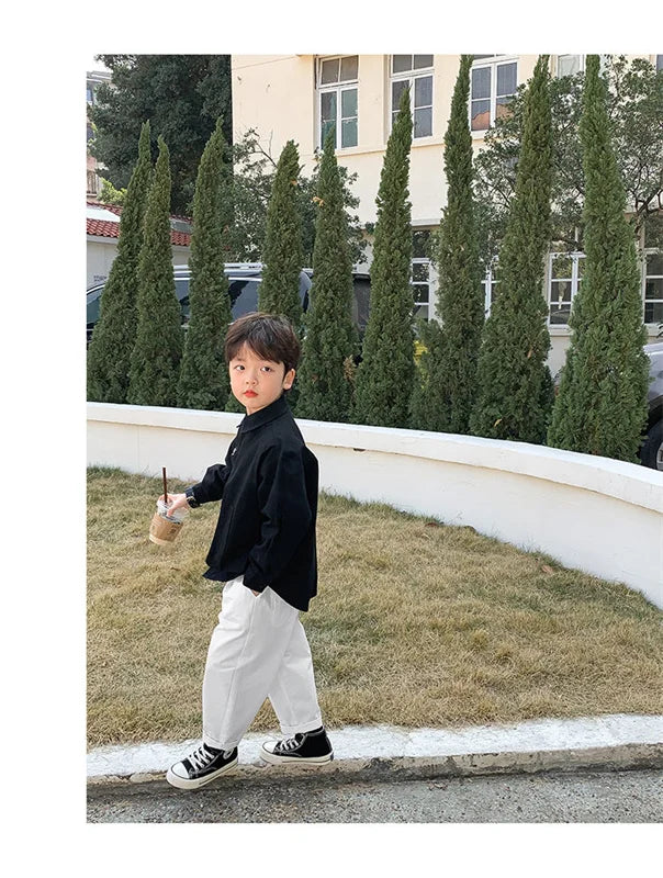 Boys Baby's Kids Blouse Jacket Outwear 2023 Black Spring Autumn Shirts Cotton Gift Plus Size Children's Clothing
