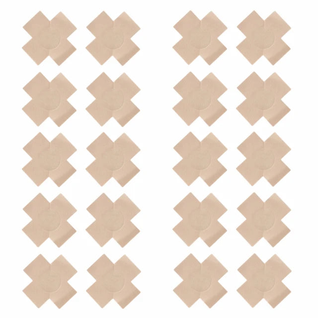 US STOCK 20pcs Black Women Cross Shape Self-Adhesive Disposable Satin Nipple Cover Breast Pasties Stickers for strapless Clothes