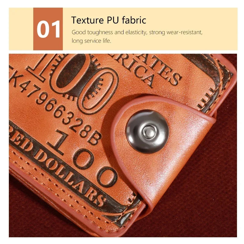 Men's Wallets With 100 US Dollar PatternWallet Male Leather Walet Photo Card HolderFashion Large Capacity Wallet Purse Bag