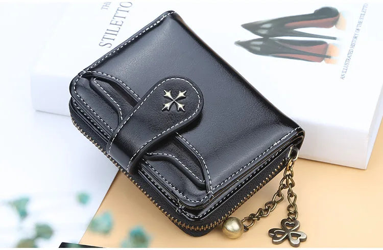 2023 New Women Wallets Fashion Short PU Leather Top Quality Card Holder Female Zipper Purse