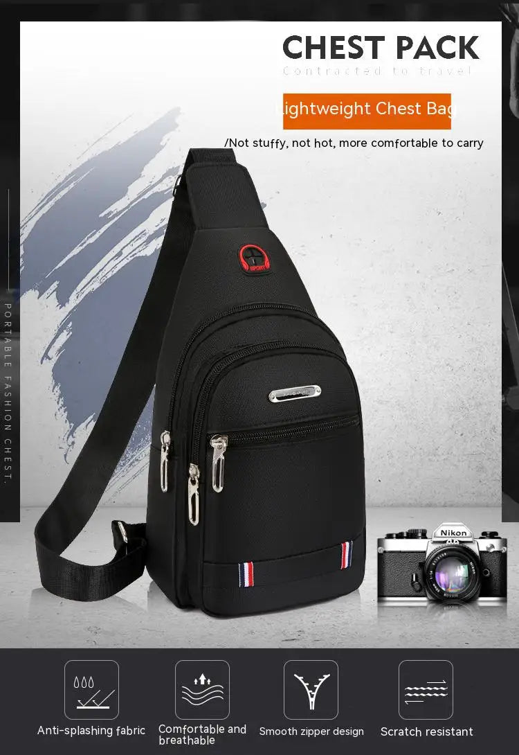 OutDoor Travel Fashion Mens CrossBorder Small Chest Polyester Shoulder Bag Trend Leisure.