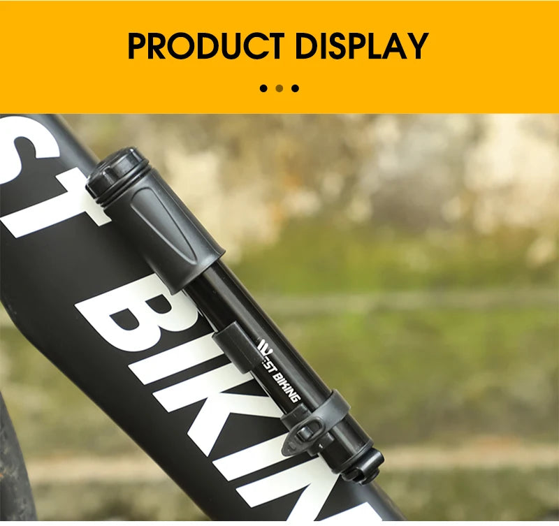 WEST BIKING Mini Bike Pump 100PSI Schrader Presta Valve MTB Road Cycling Pump Aluminum Alloy Bicycle Hand Air Pump Tire Inflator