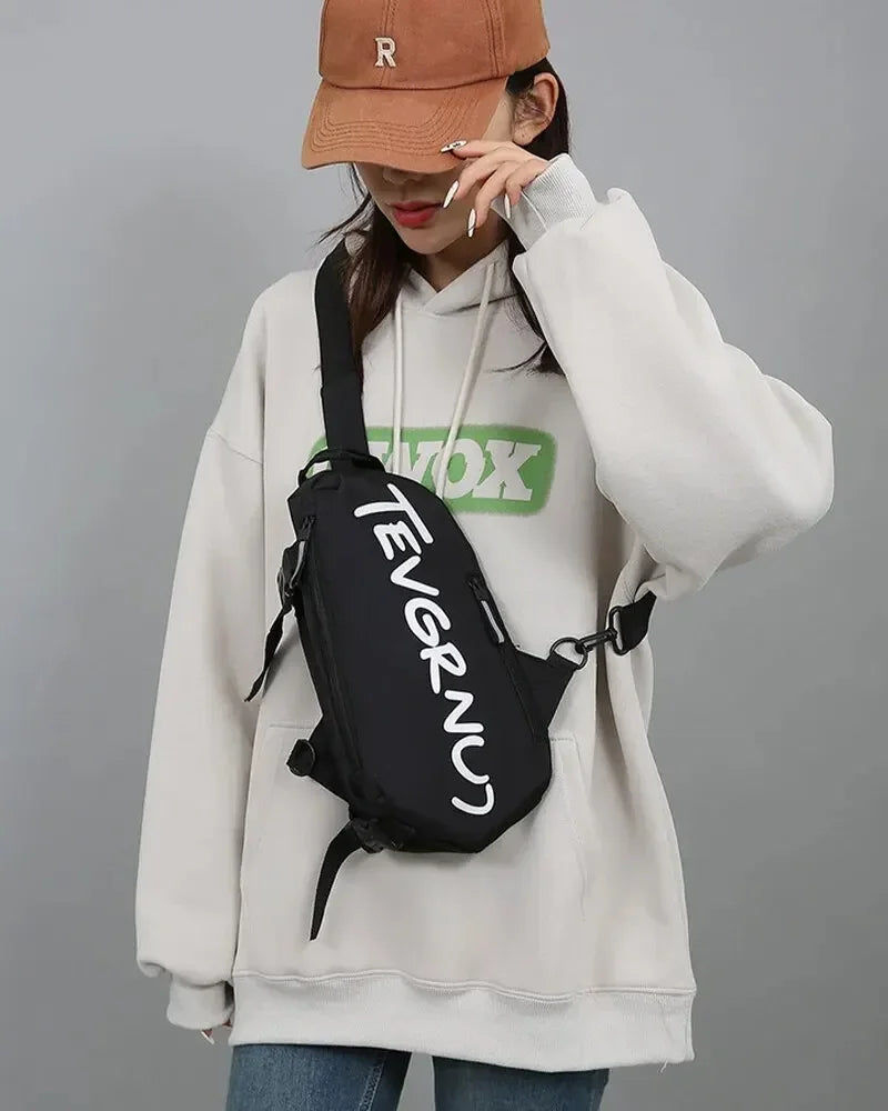 Nylon Chest Bag Trendy and Fashionable Women's Shoulder Bag Sports and Leisure Men's Oblique Straddle Bag