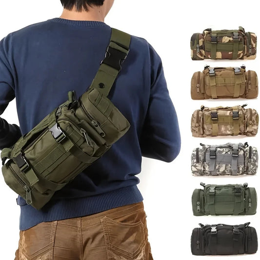 Nylon outdoor crossbody bag, climbing hiking camping shoulder bag, zipper bag