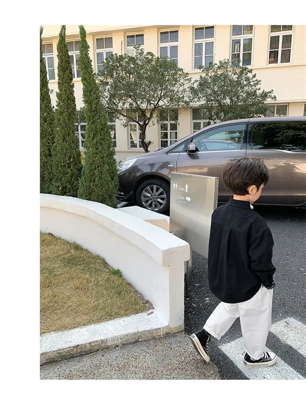 Boys Baby's Kids Blouse Jacket Outwear 2023 Black Spring Autumn Shirts Cotton Gift Plus Size Children's Clothing