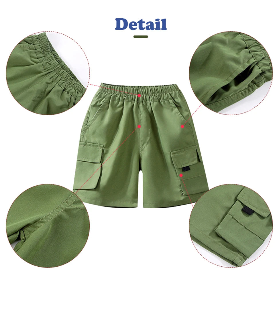 Boys Summer Casual Fashion Cargo Pants Comfortable Breathable Loose Sports Teen Shorts Spring Summer Children Casual Short Pants