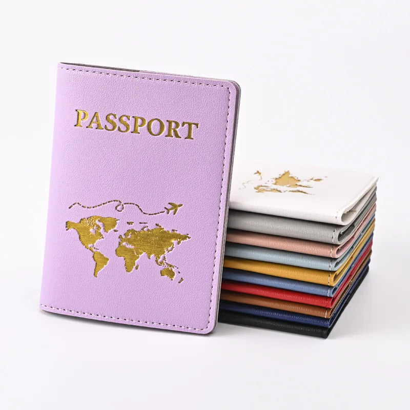 Leather passport holder Business travel document bag Passport cover Men's and women's passport carrying bag PU name card holder