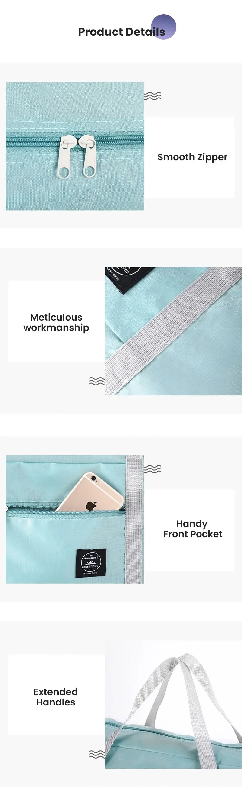 Foldable Travel Duffel Bag for Airlines Carry on Bag for Women and Girls Lightweight Large Capacity Sports Weekend Trip Overnigh