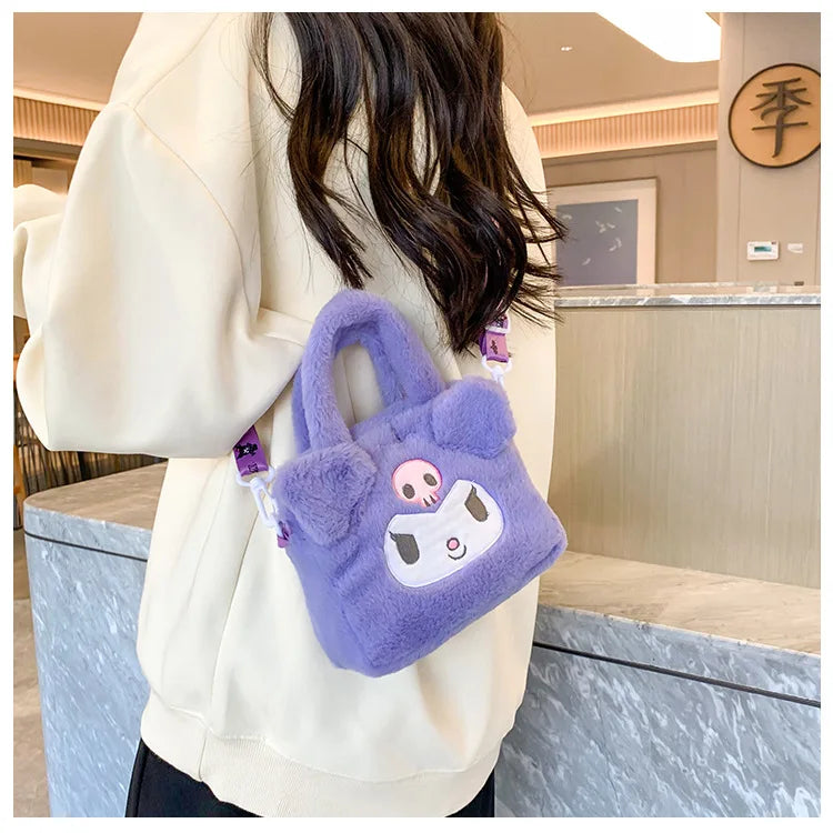 Sanrio Bag Kawaii Kuromi Cinnamoroll My Melody Cartoon Anime Plush Handbag Cosmetic Bag Travel Storage Bag Women Girl Gifts