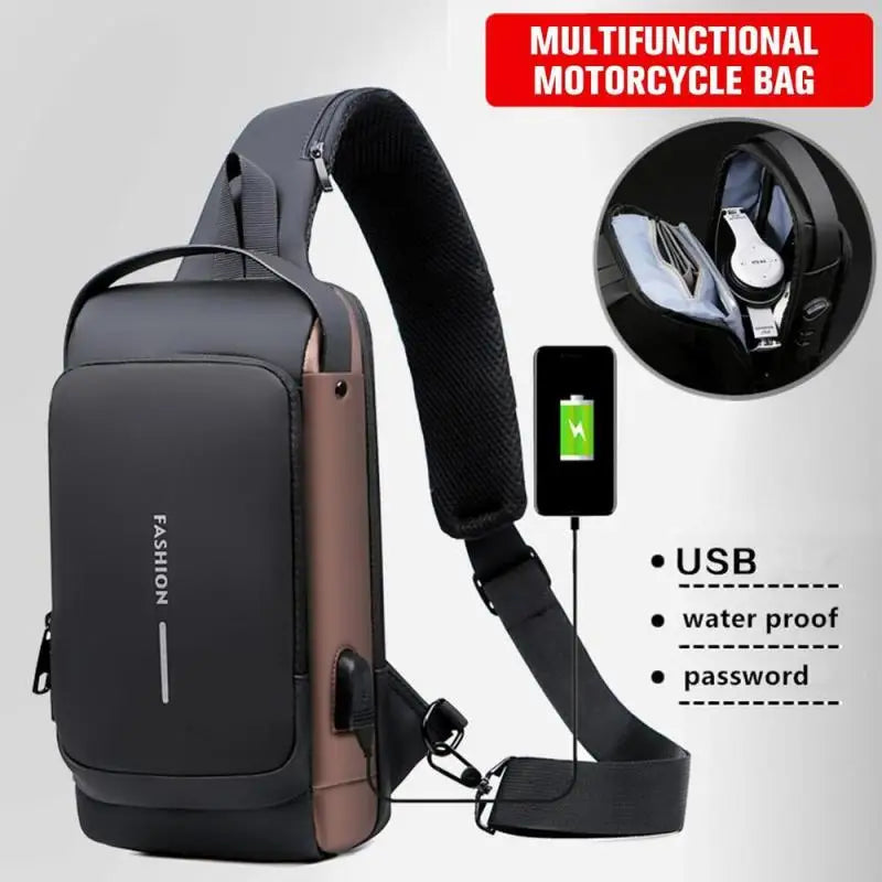 BD1 Newest Men's Anti-theft Chest Bag Shoulder Strap USB Rechargeable Crossbody School Short Distance Gym Men's Sports