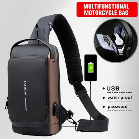 BD1 Newest Men's Anti-theft Chest Bag Shoulder Strap USB Rechargeable Crossbody School Short Distance Gym Men's Sports