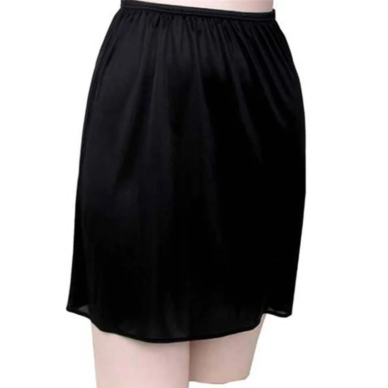 Satin Underskirt Half Slips Dress for Women Summer Thin  High Waist Elastic Anti-Penetrating Underskirt Lining Petticoat