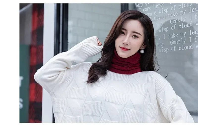 Unisex Winter Knitted Scarves for Boys Girls Women Men Warm Kids Thick Elastic Mufflers Children Neck Warmer Cotton Baby Scarf