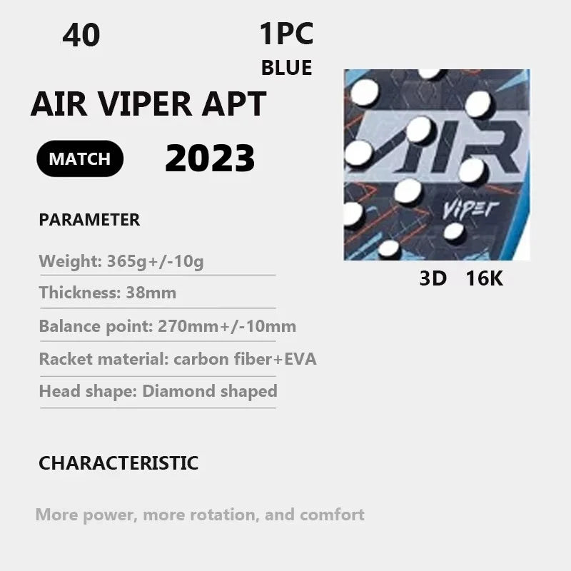 Carbon Fiber Padel Tennis Racket, Rough Surface, Diamond Shape, High Balance, EVA, Soft Memory, Sports Paddle Racquet