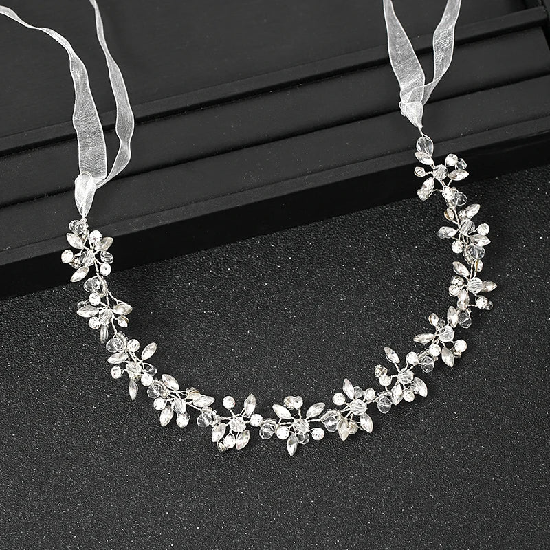 Silver Color Headbands For Women Bride Handmade Crystal Rhinestone Tiaras Hairbands Wedding Hair Accessories Queen Headband Gift