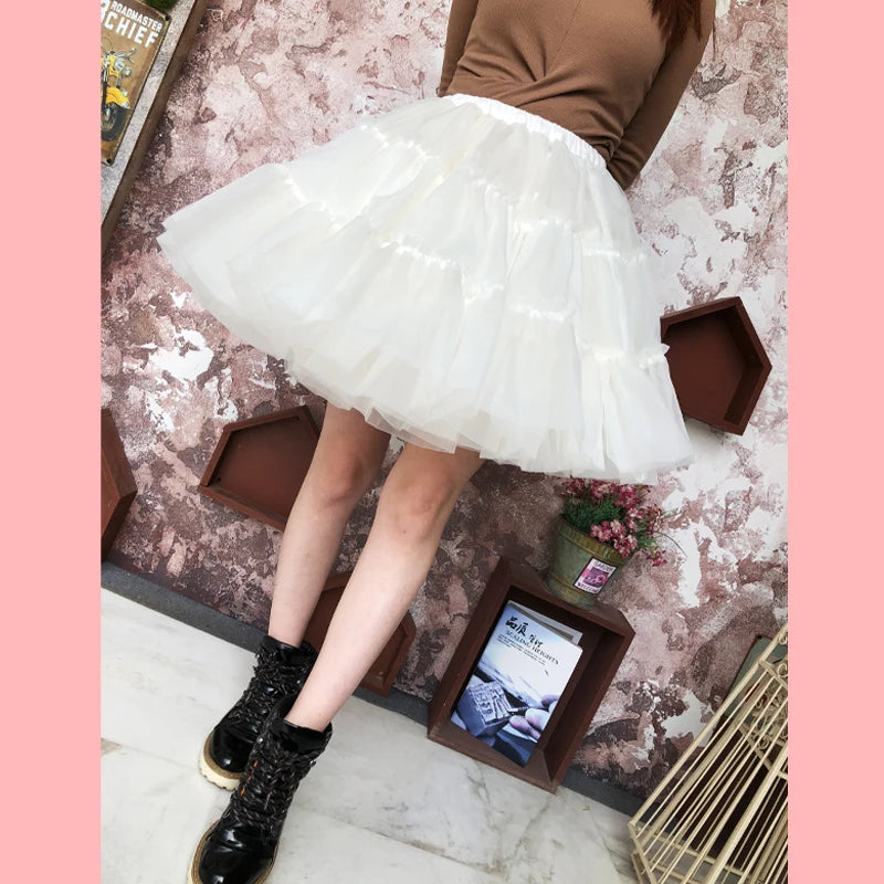 BABYONLINE Rockabilly Red Wedding Petticoat Crinoline Short Tulle Skirt Underskirt Woman Adult Tutu Half Slips Bridal Accessorie
