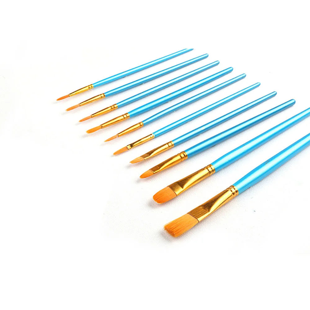 10 Pcs Artists Paint Brush Set Acrylic Watercolor Round Pointed Nylon Tip Hair Multifunction hook line short pointed Pen