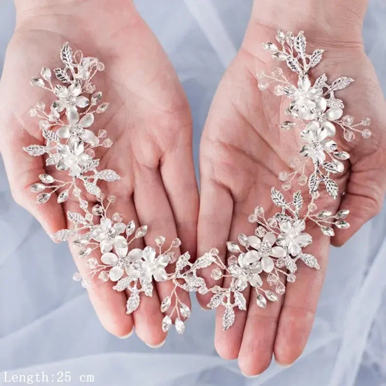 Luxurious Flower Headbands Tiaras Wedding Hair Accessories For Women Bride Hair Jewelry Bridal Headband Headpiece Party Hairband