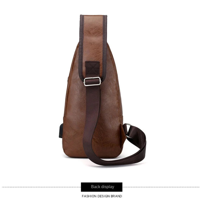 Spot Men's Chest Bag With Headphone Hole USB Shoulder